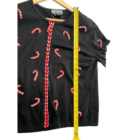 Berek VTG Christmas Sweater Womens Size M‎ Candy Canes Holiday Beaded Grannycore - Picture 8 of 11